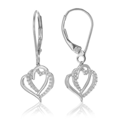 Heart Drop Diamond Dangle Earrings