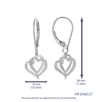 Heart Drop Diamond Dangle Earrings