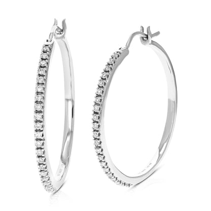 Petite Diamond Sleek Hoop Earrings