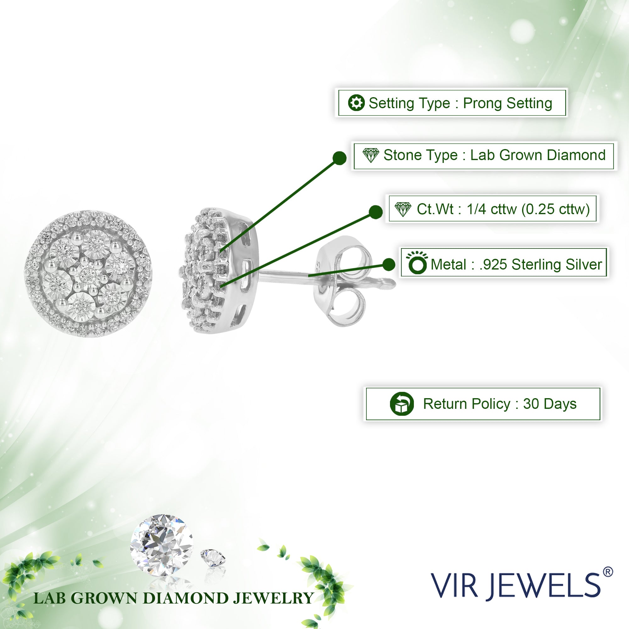 Composite Diamond Stud Earrings