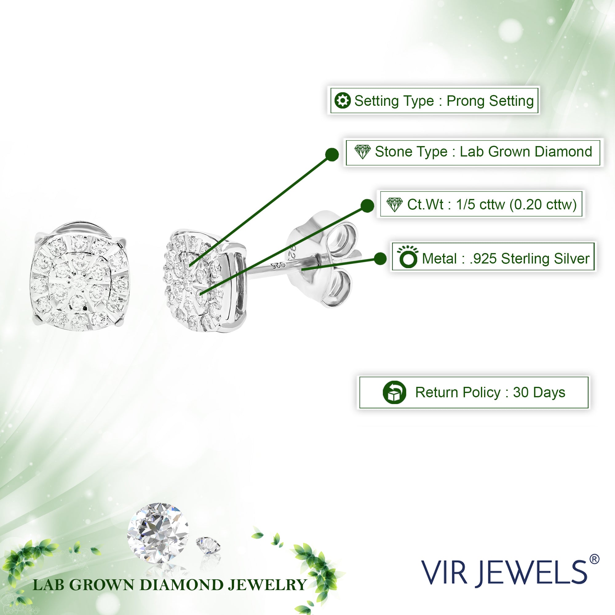 Composite Diamond Stud Earrings