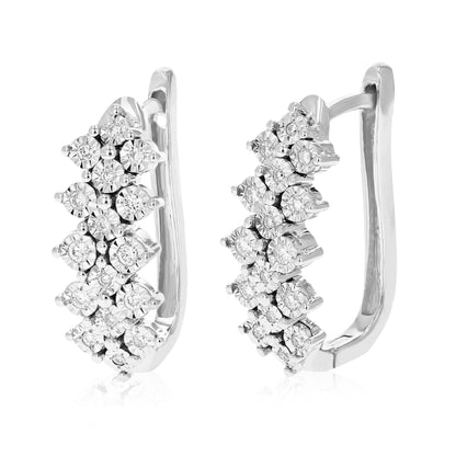 Fish Braid Diamond Hoop Earrings