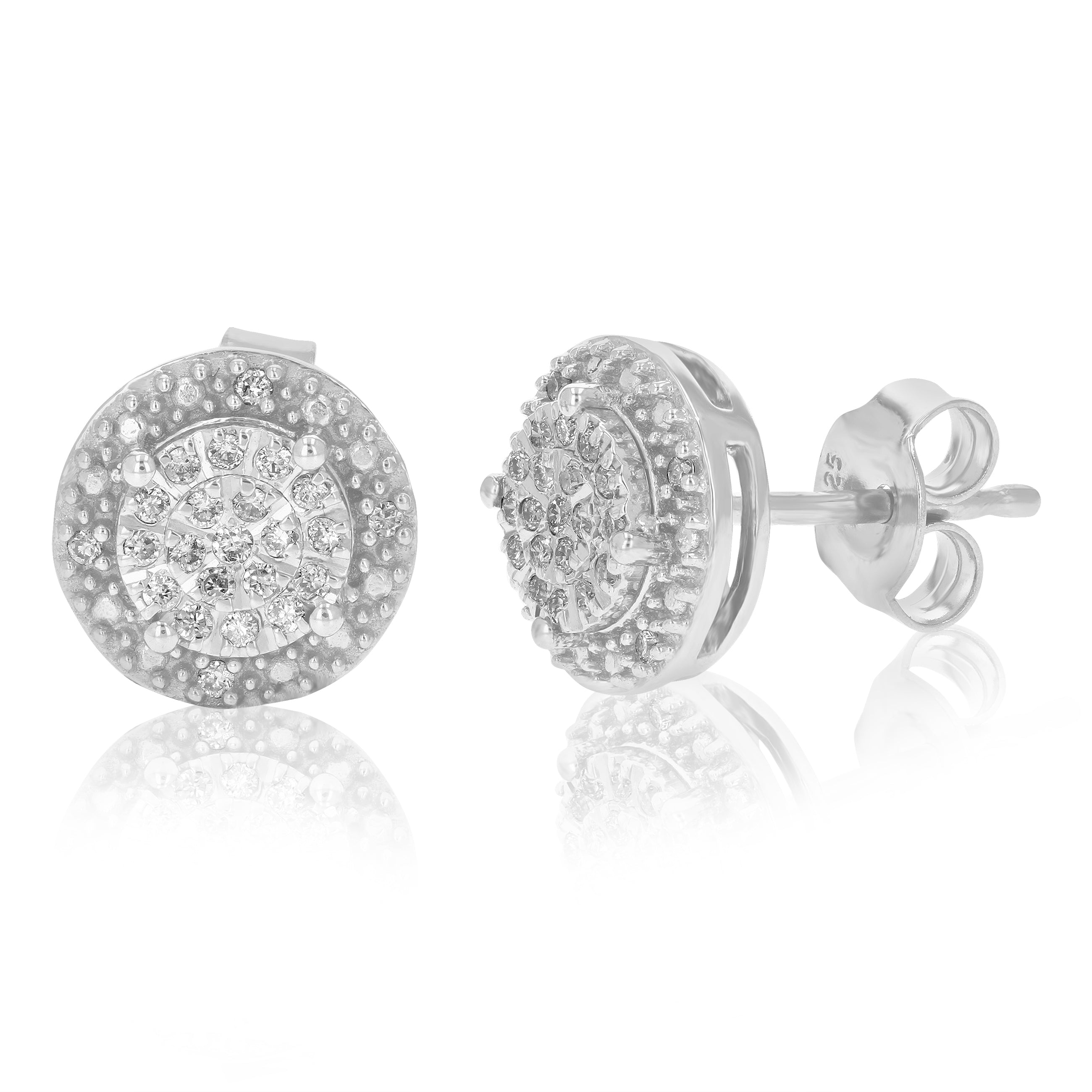 Halo Round Stud Diamond Earrings