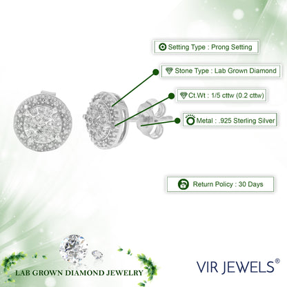 Halo Round Stud Diamond Earrings