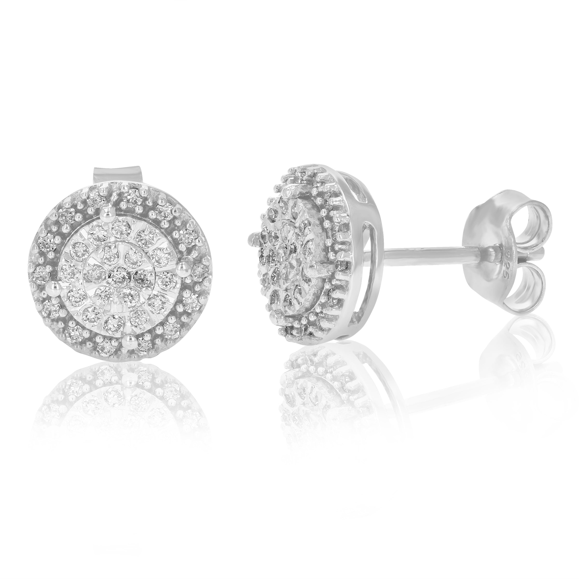 Halo Diamond Stud Composite Earrings