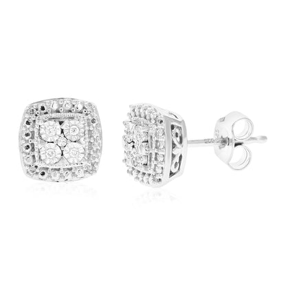 Cushion Composite Diamond Stud Earrings