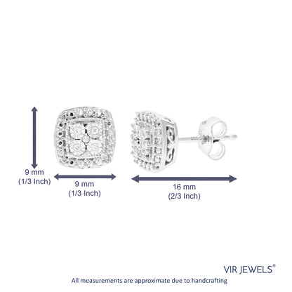 Cushion Composite Diamond Stud Earrings