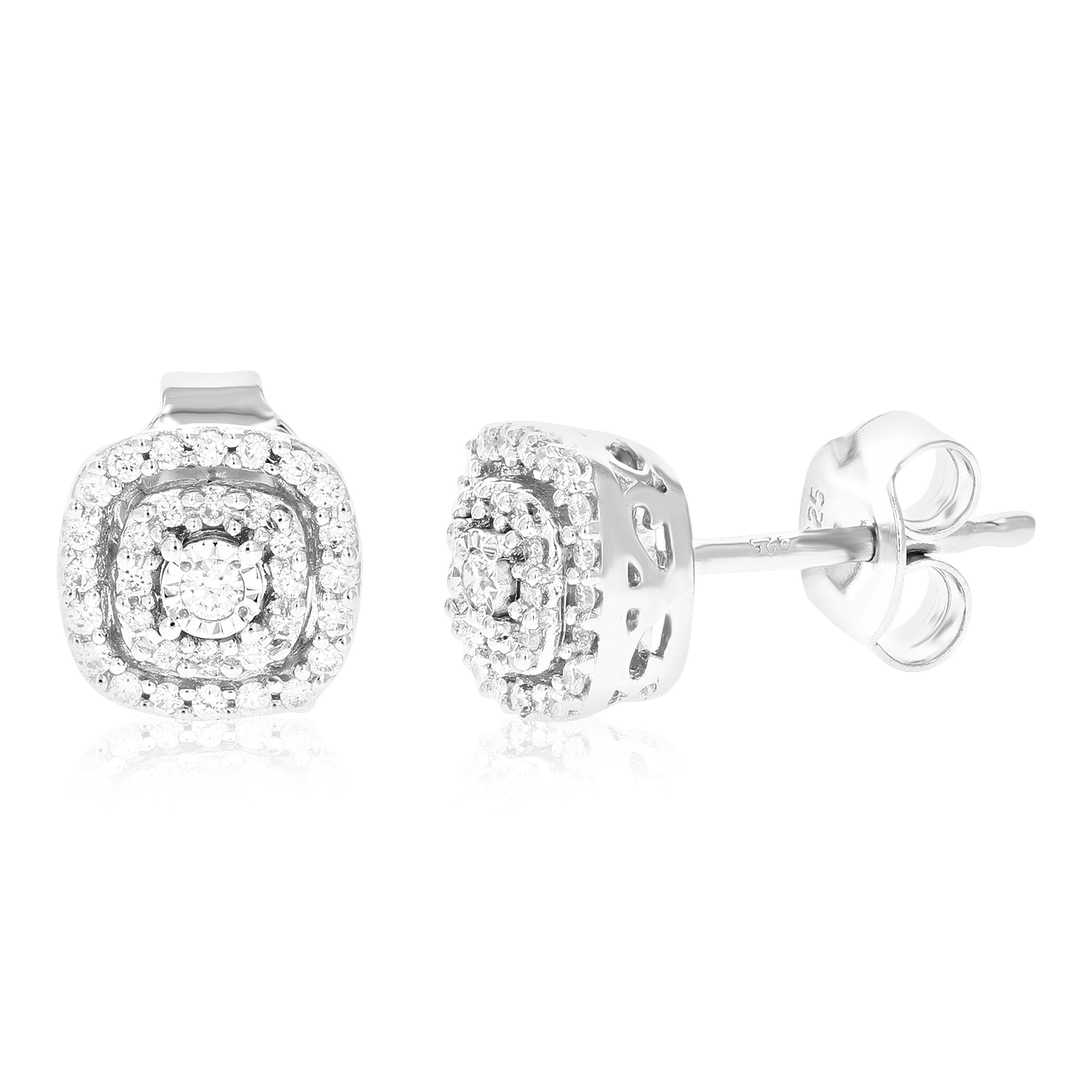 Cushion Composite Diamond Stud Earrings