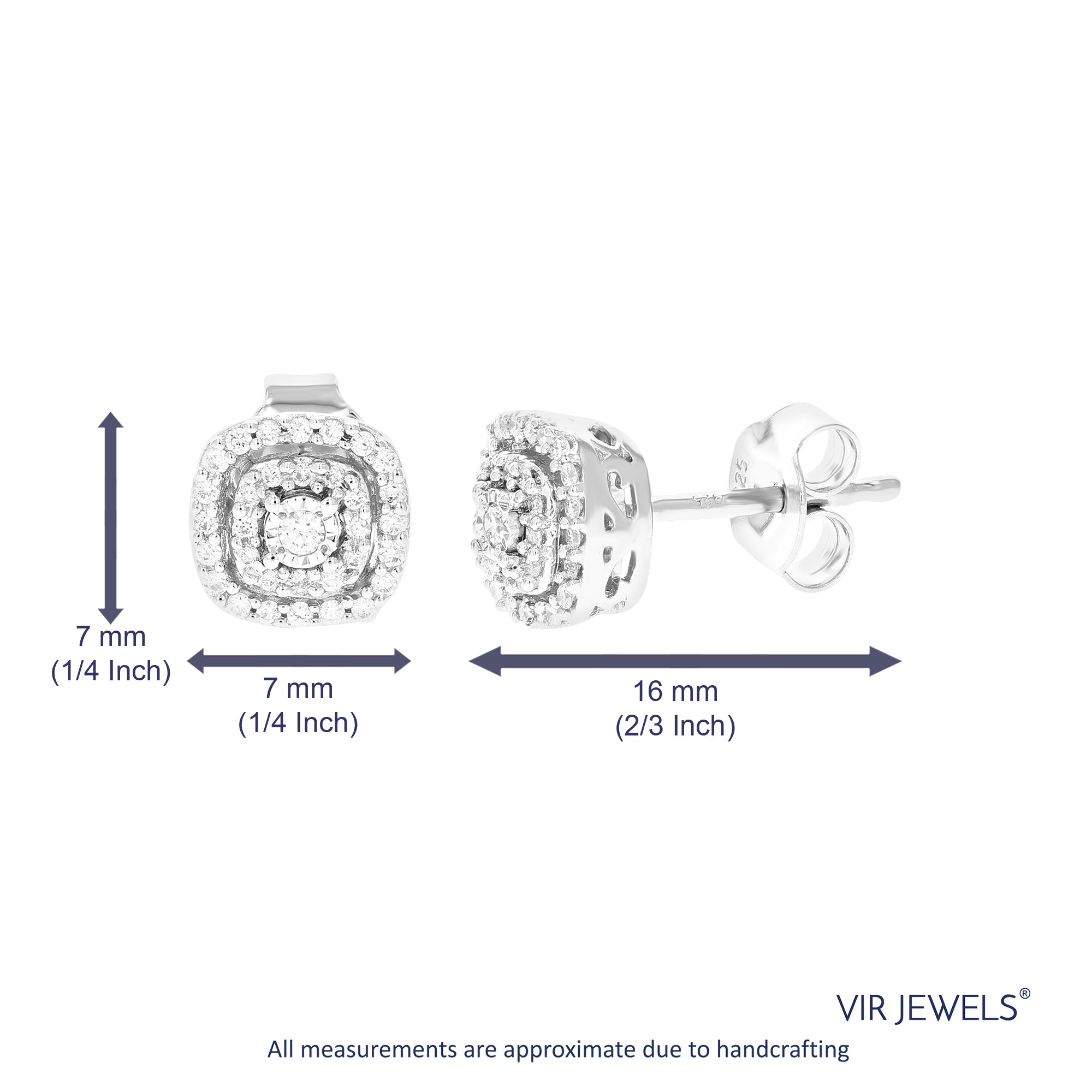 Cushion Composite Diamond Stud Earrings