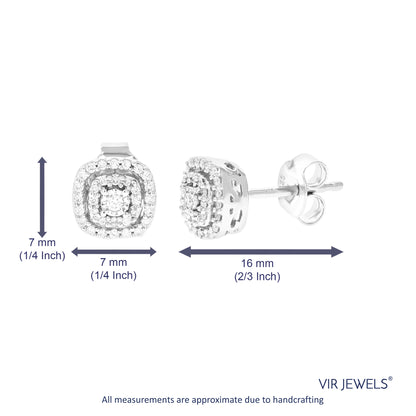 Cushion Composite Diamond Stud Earrings