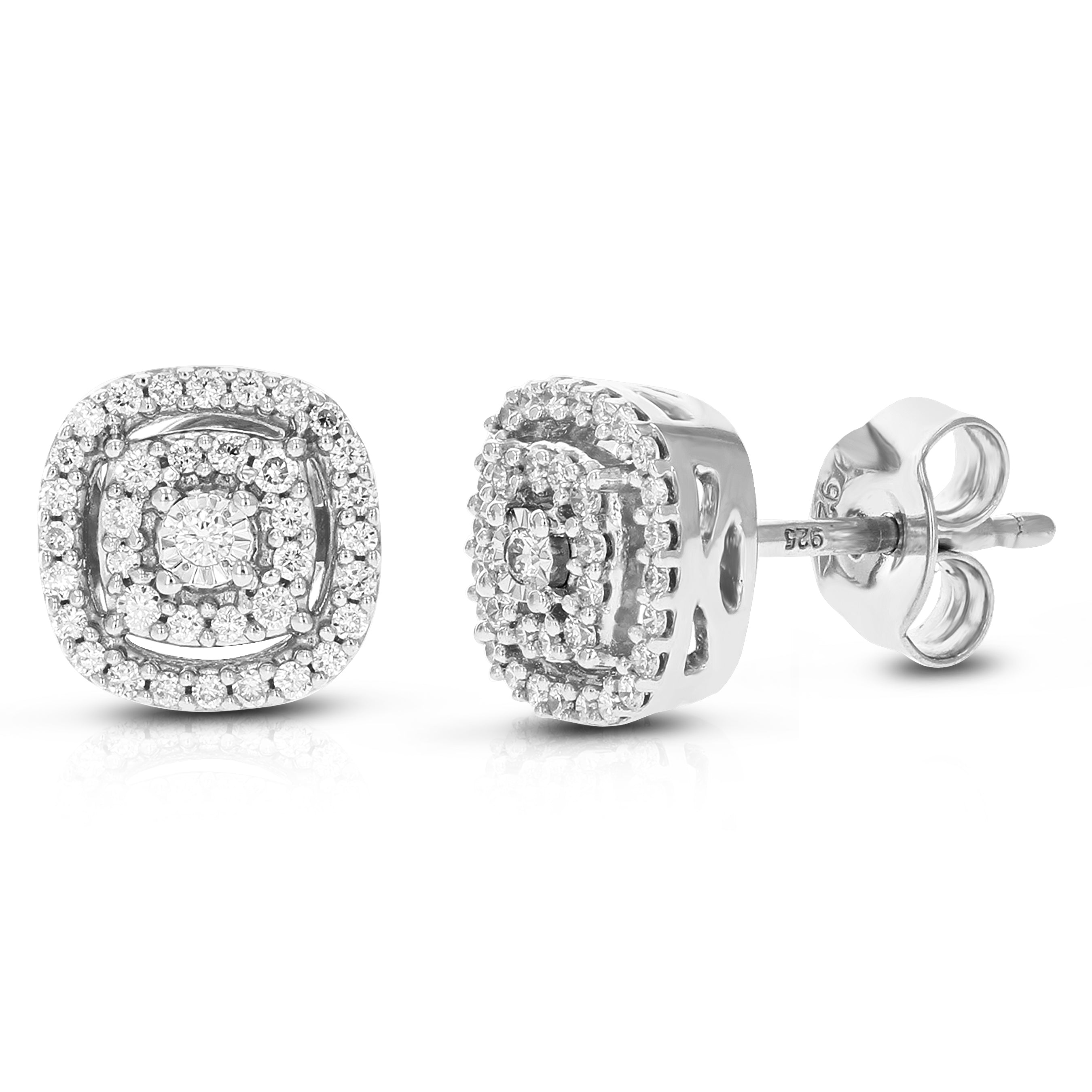 Multi Cushion Diamond Stud Earrings