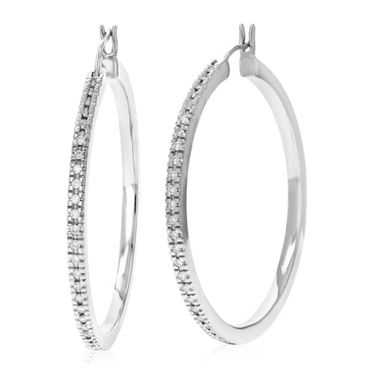 Prong Diamond Sleek Hoop Earrings