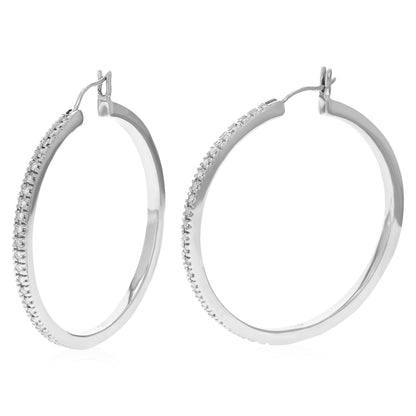 Prong Diamond Sleek Hoop Earrings