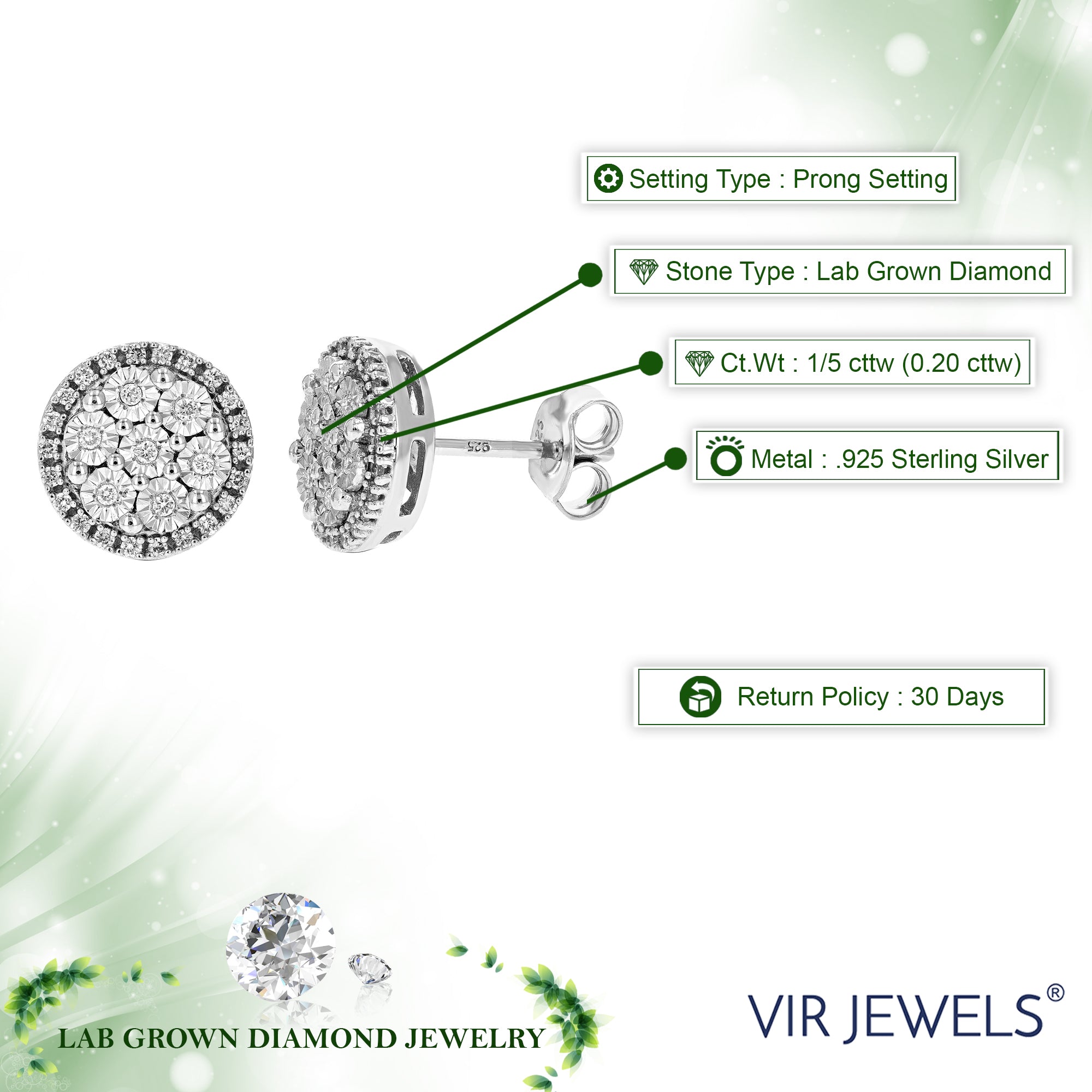 Diamond Round Stud Earrings