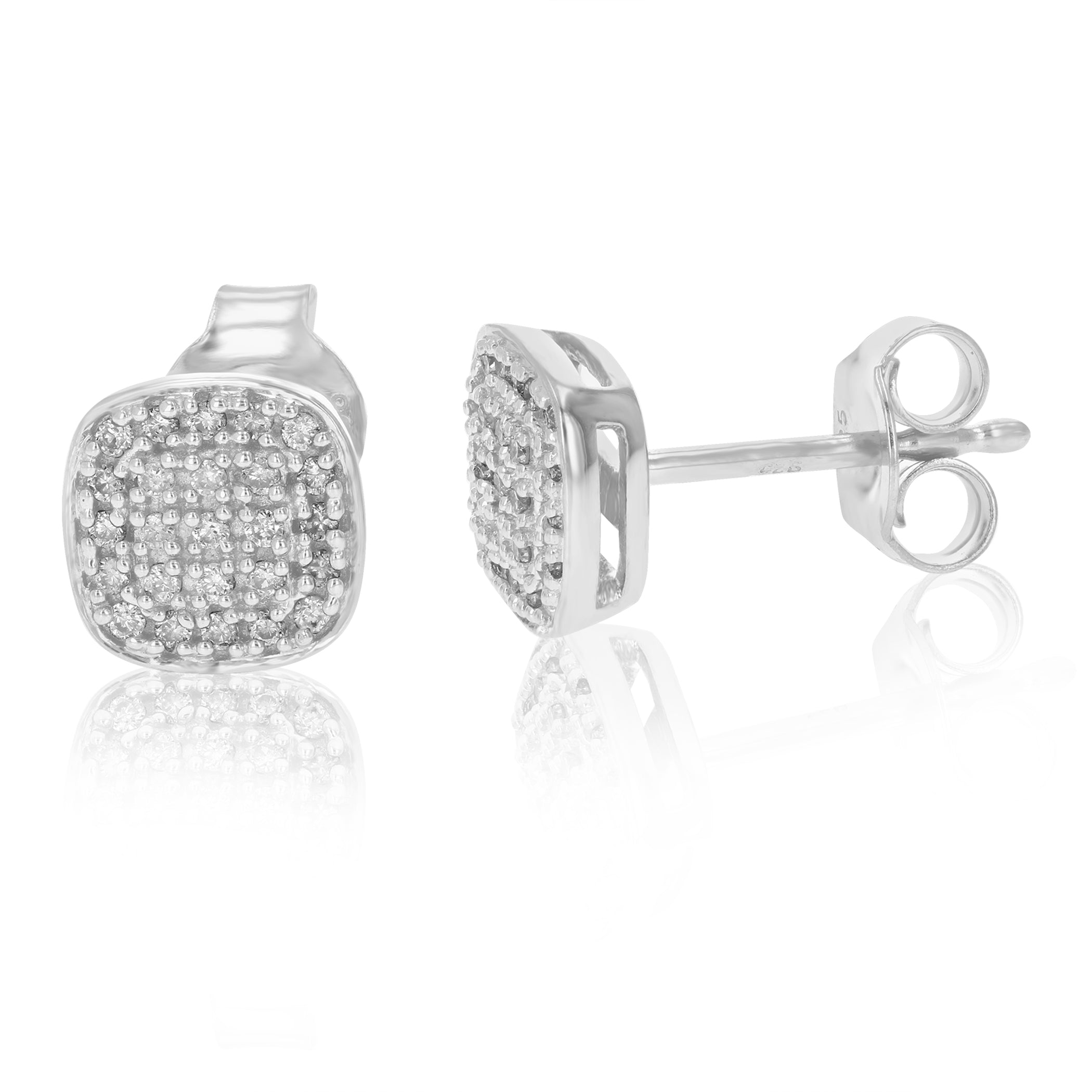 Diamond Stud Cushion Earrings