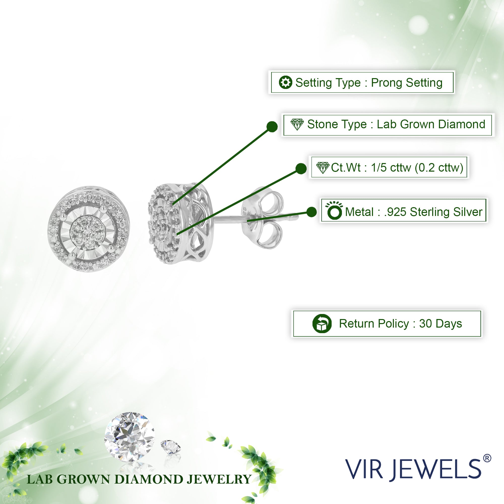 Diamond Round Stud Earrings