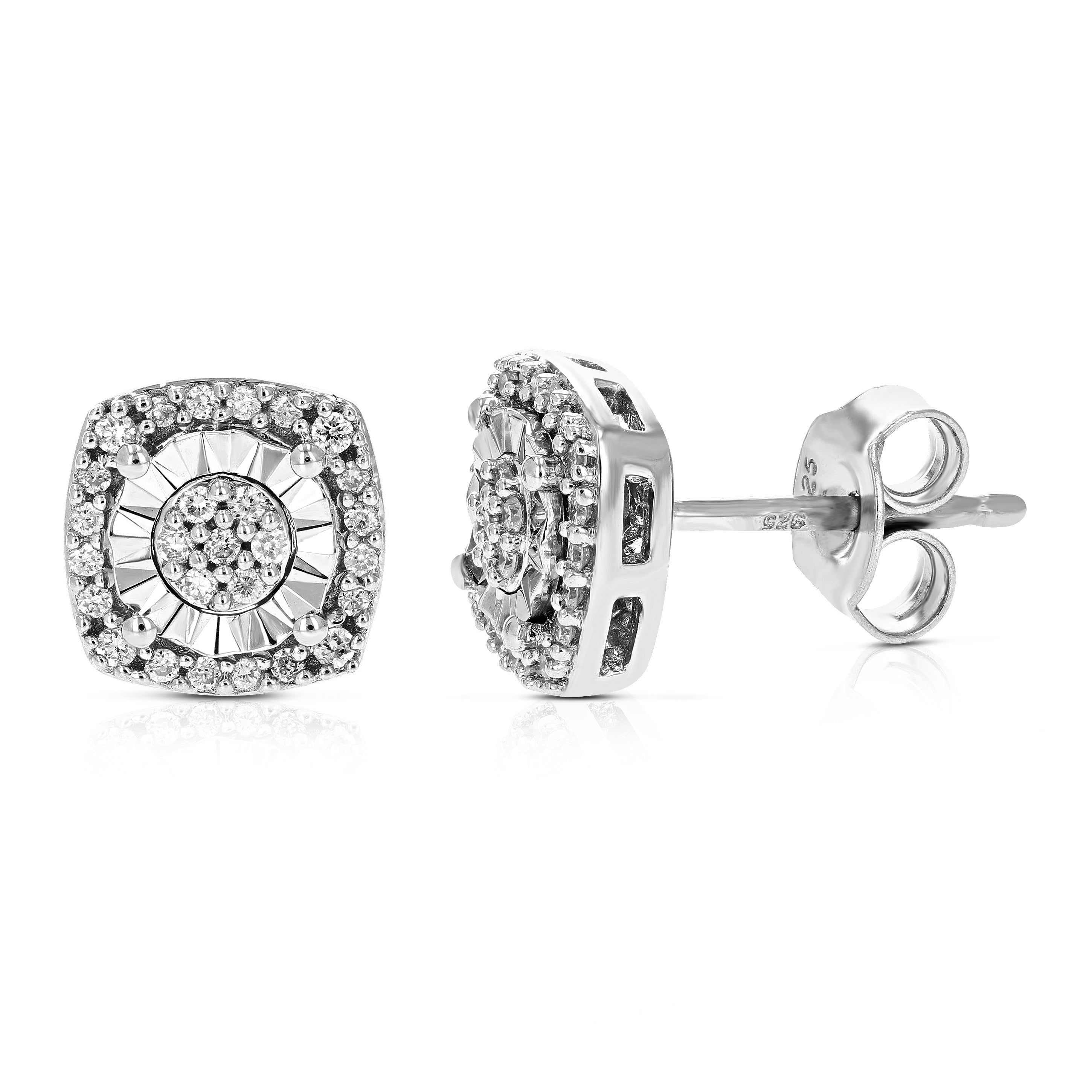 Cushion Halo Diamond Stud Earrings