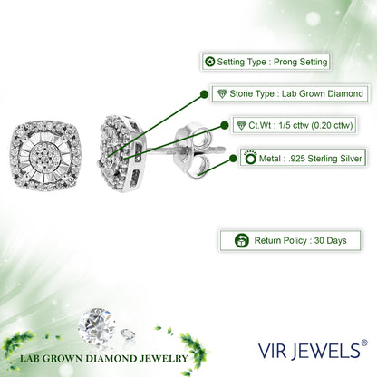 Cushion Halo Diamond Stud Earrings