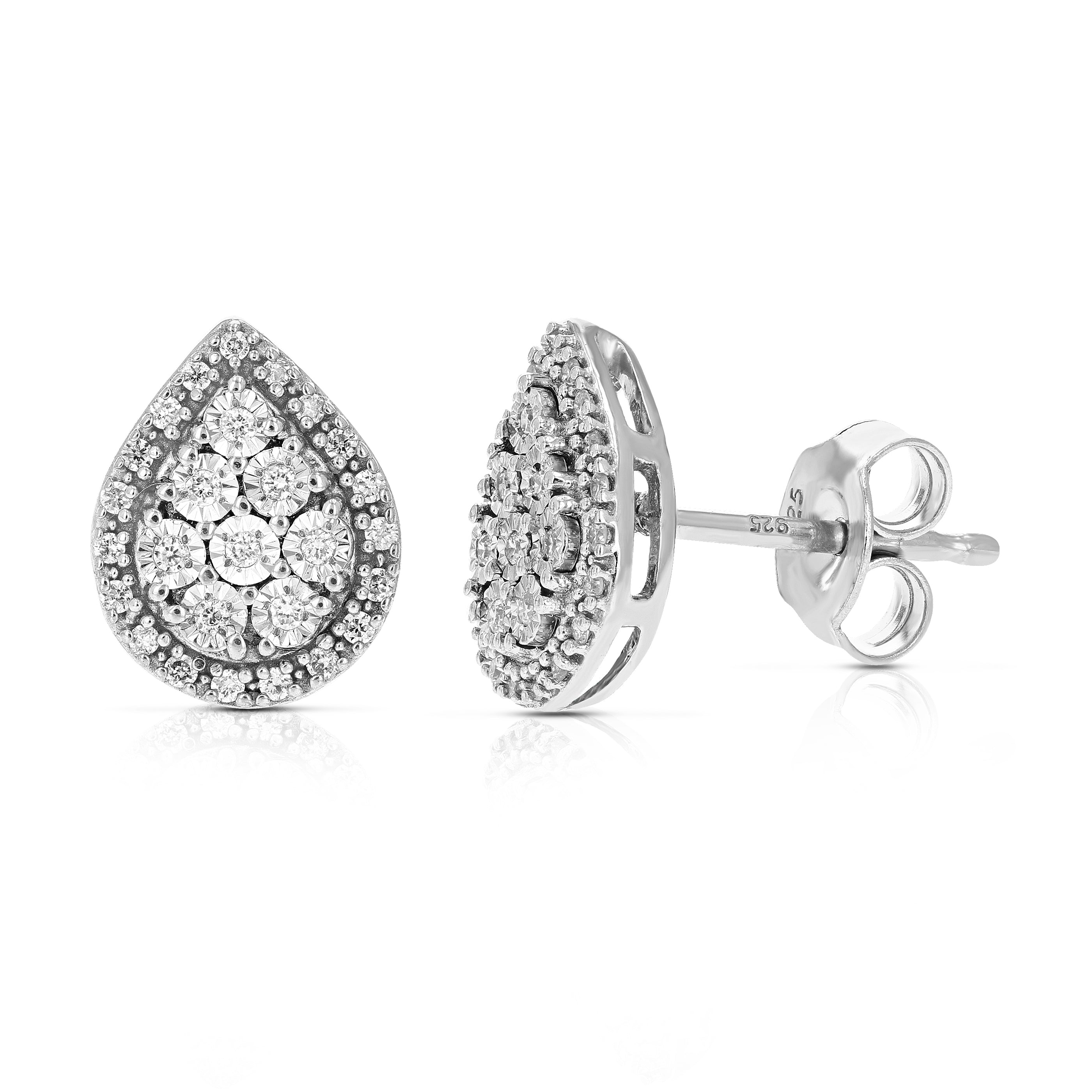 Pear Cluster Diamond Stud Earrings