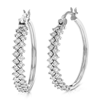 Diamond Narrow Fish Hoop Earrings