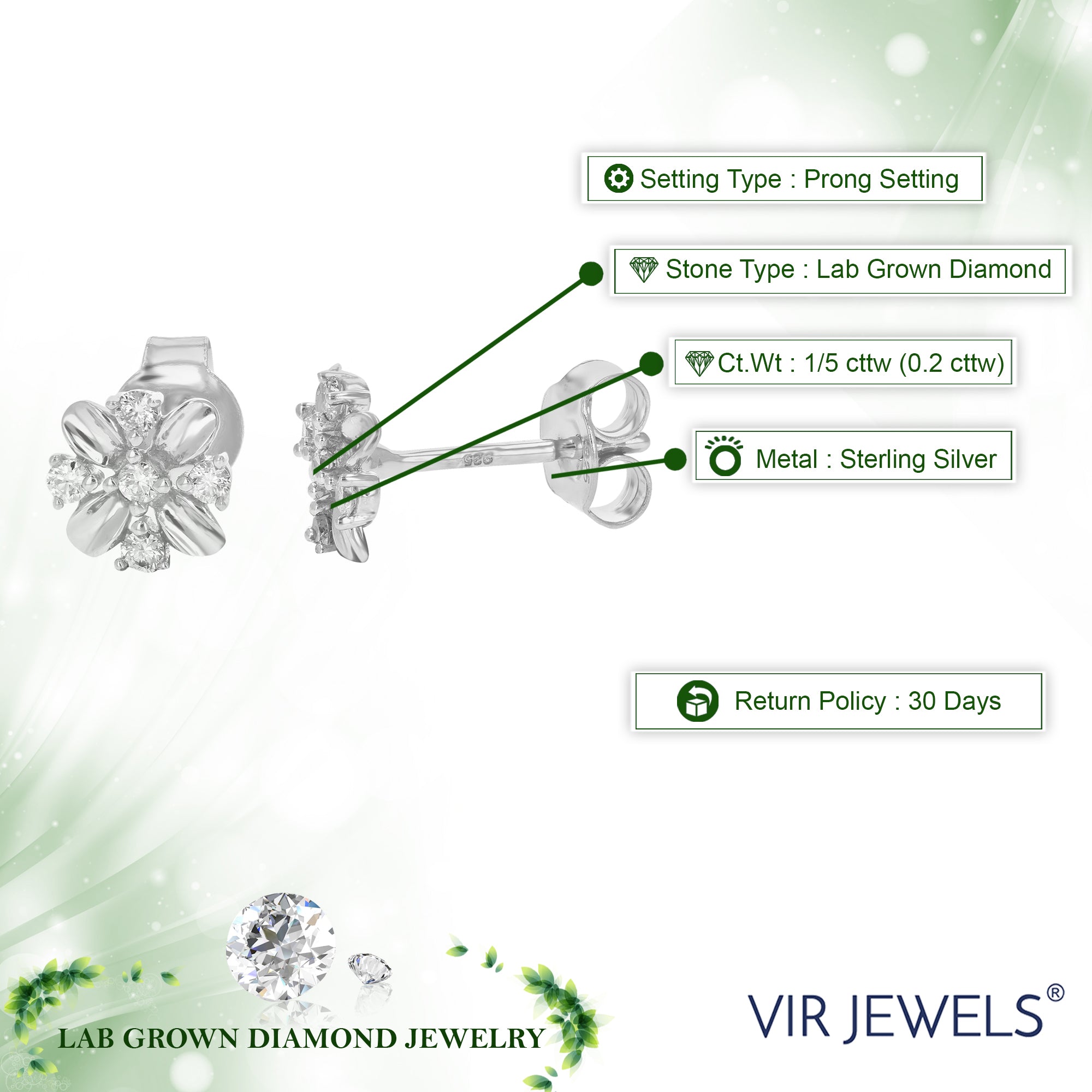 Snowflake Diamond Stud Earrings