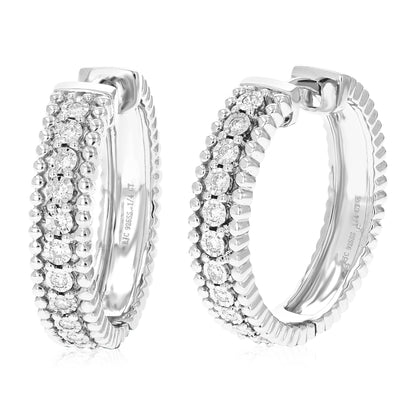 Milgrain Diamond Hoop Earrings