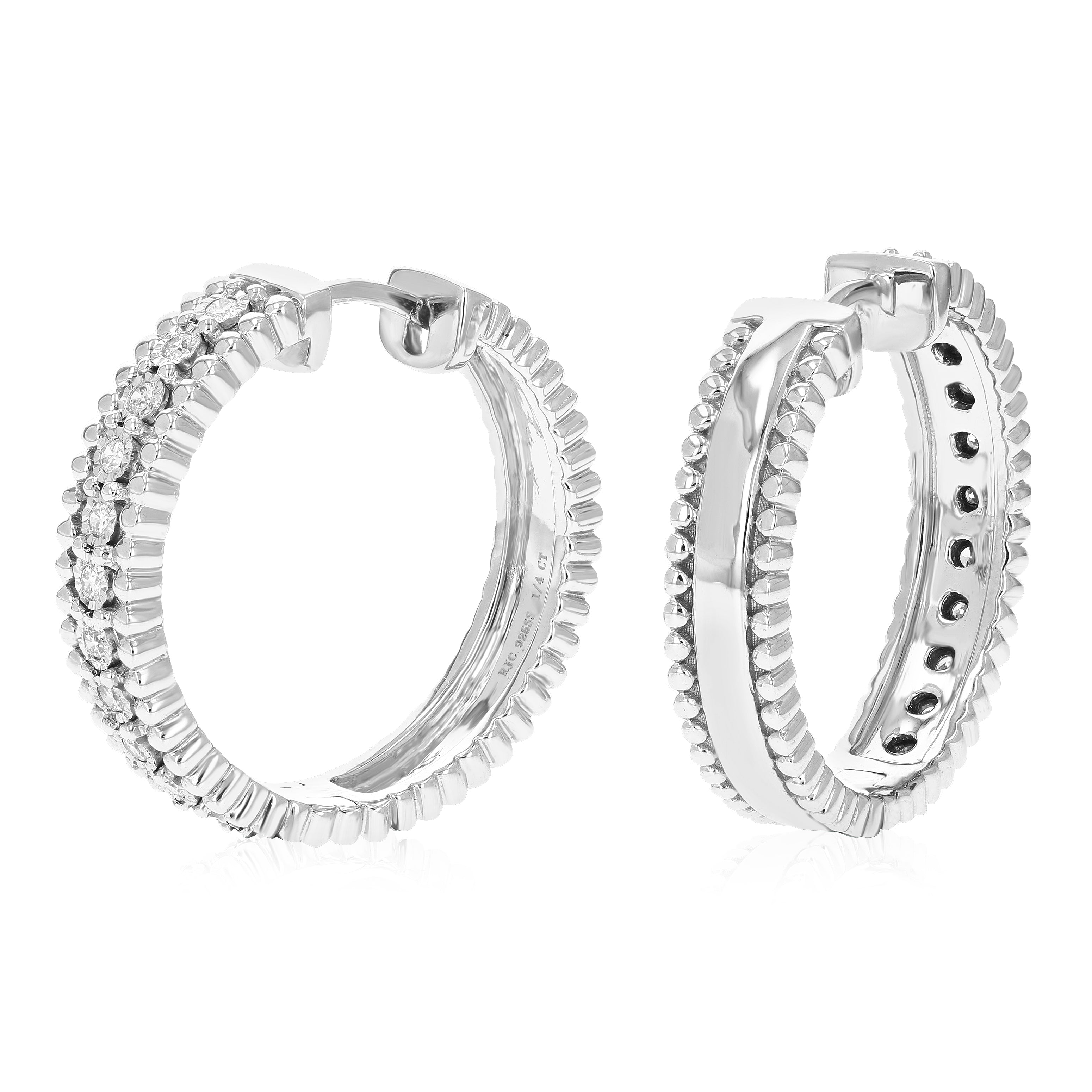 Milgrain Diamond Hoop Earrings