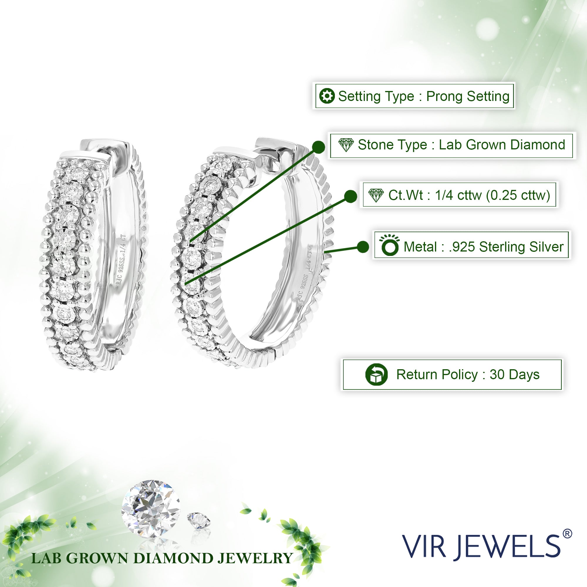 Milgrain Diamond Hoop Earrings