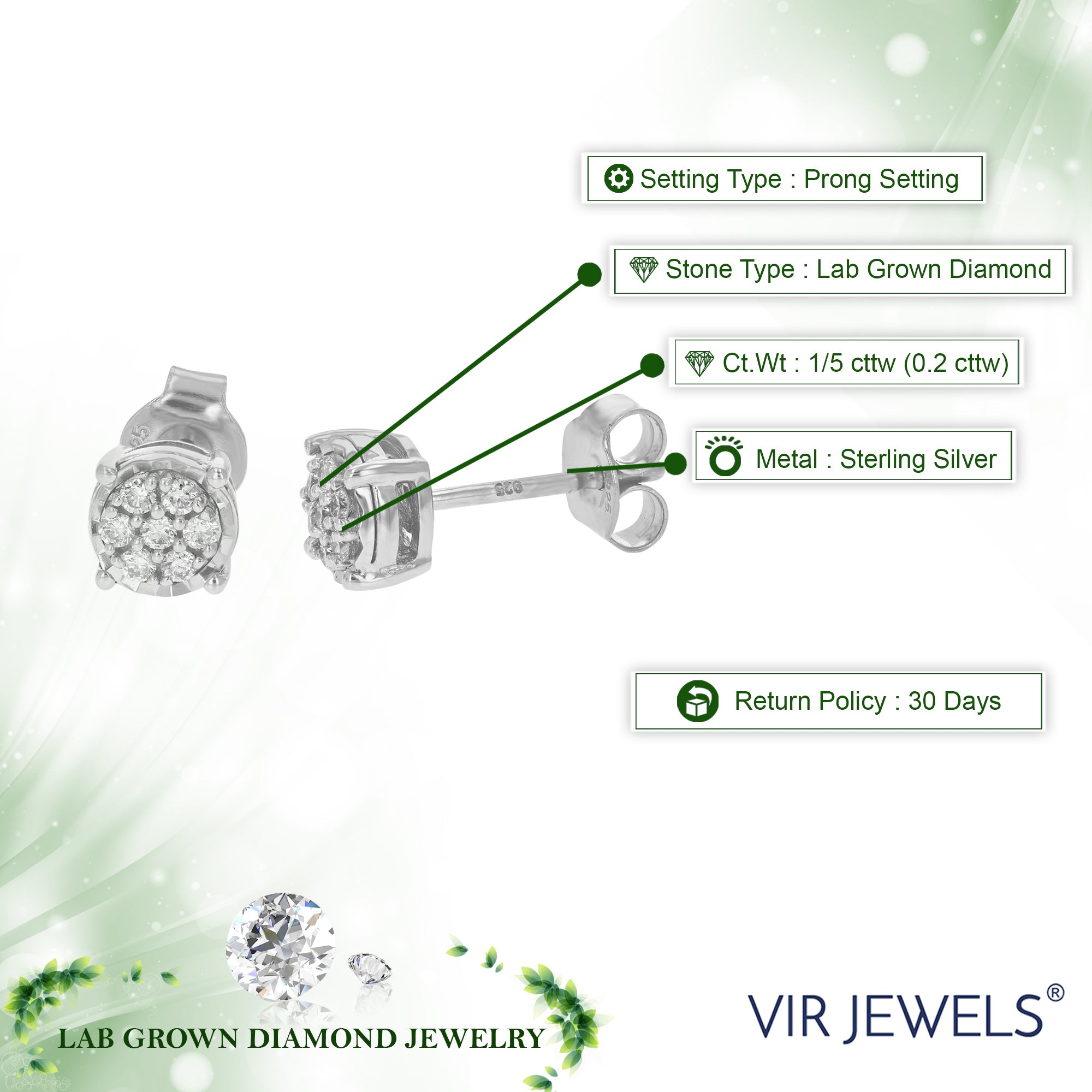 Diamond Round Stud Earrings