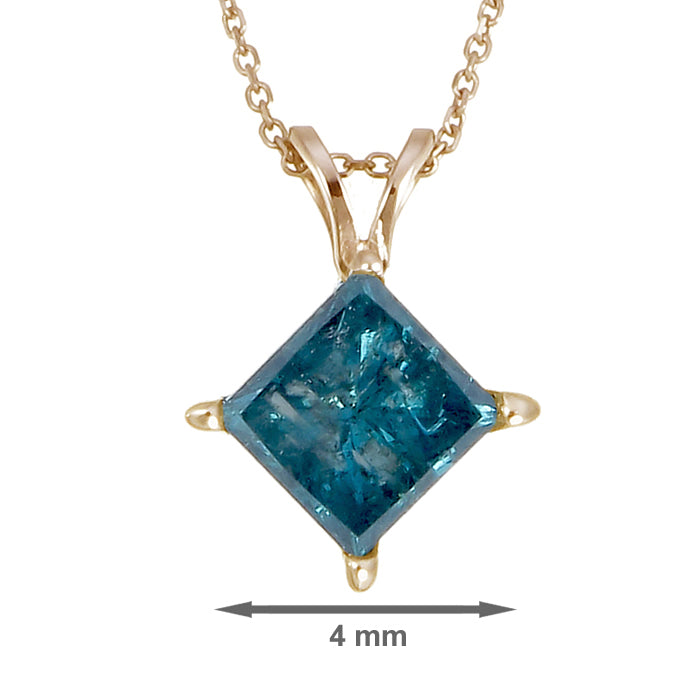 1/2 cttw Diamond Pendant, Blue Diamond Solitaire Pendant Necklace for Women in Yellow Gold Plated .925 Sterling Silver with 18 Inch Chain, Prong Setting