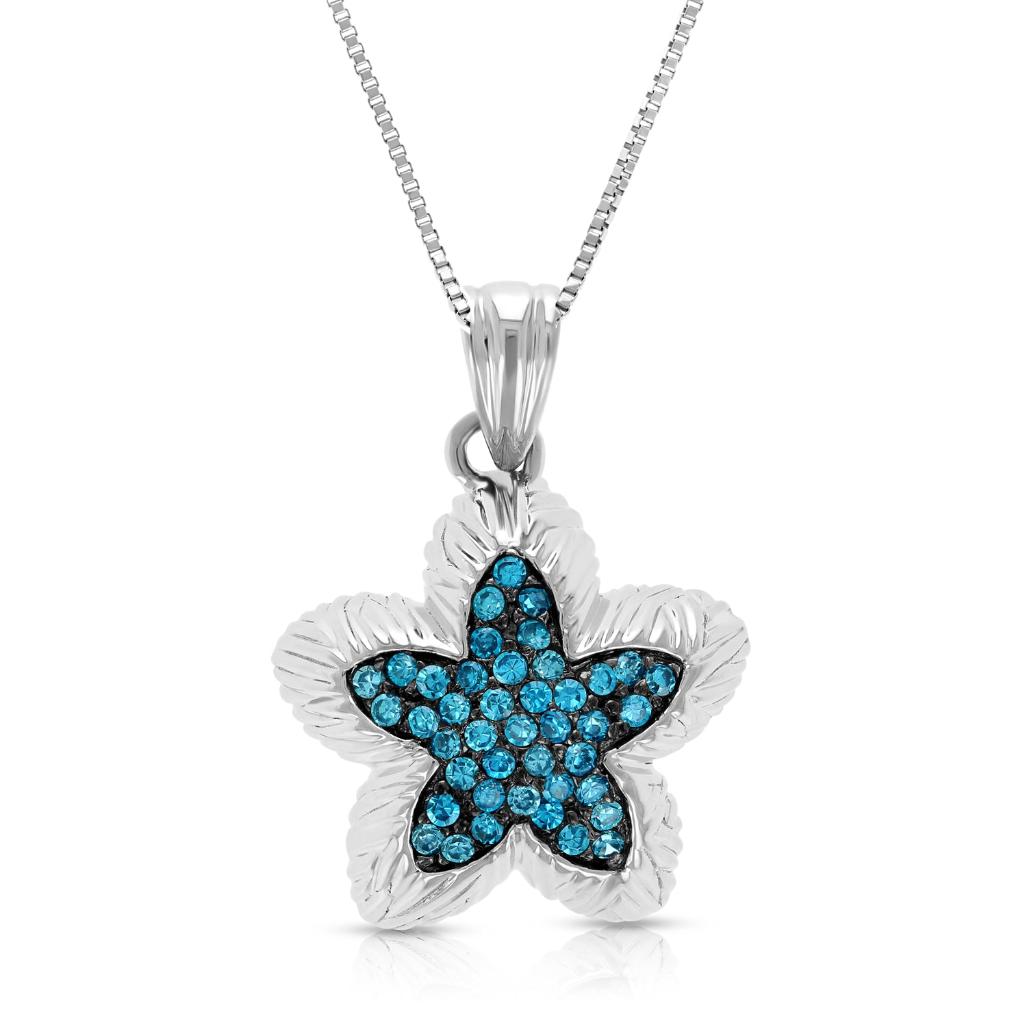 Blue Flower Diamond Pendant Necklace