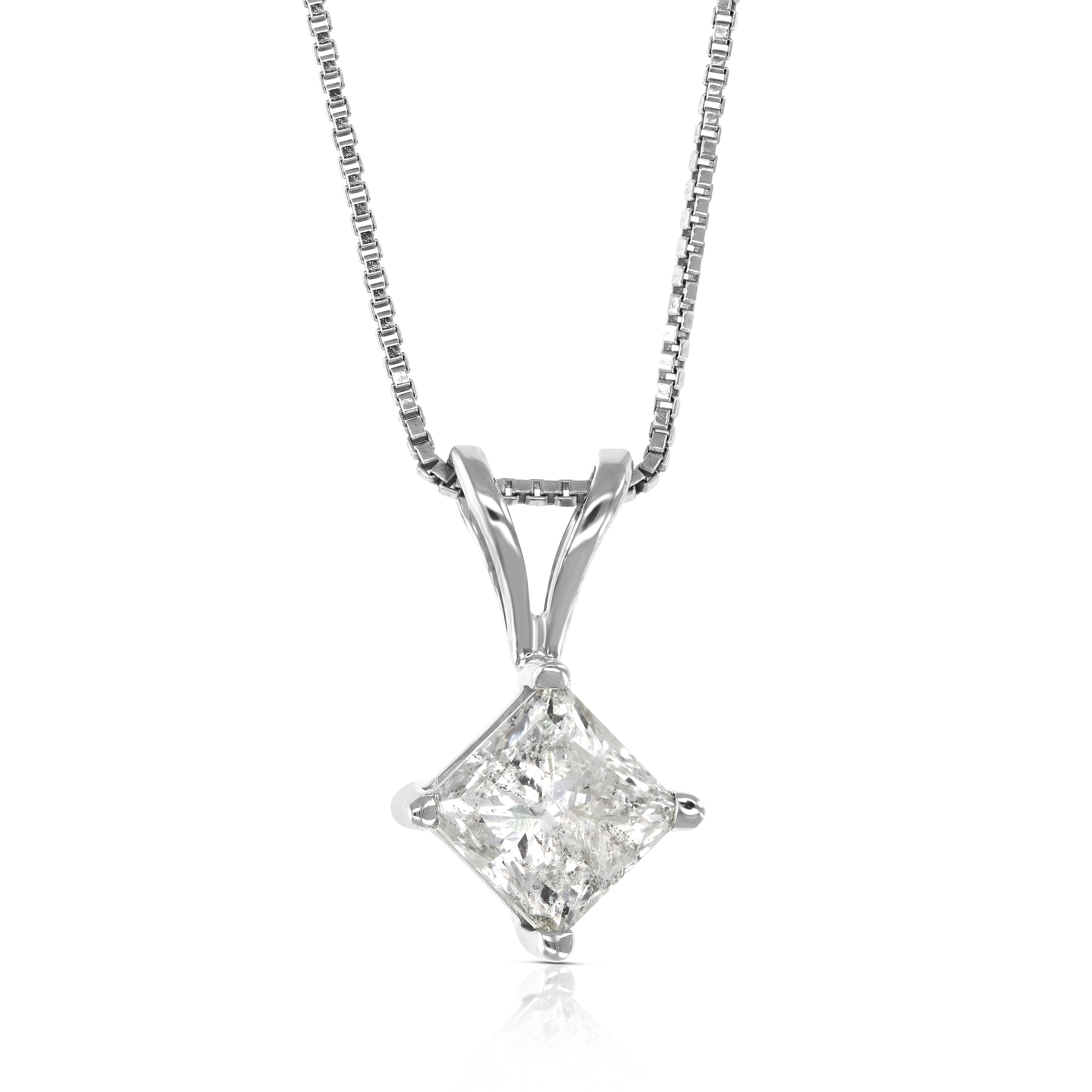 Princess Diamond Solitaire Pendant Necklace