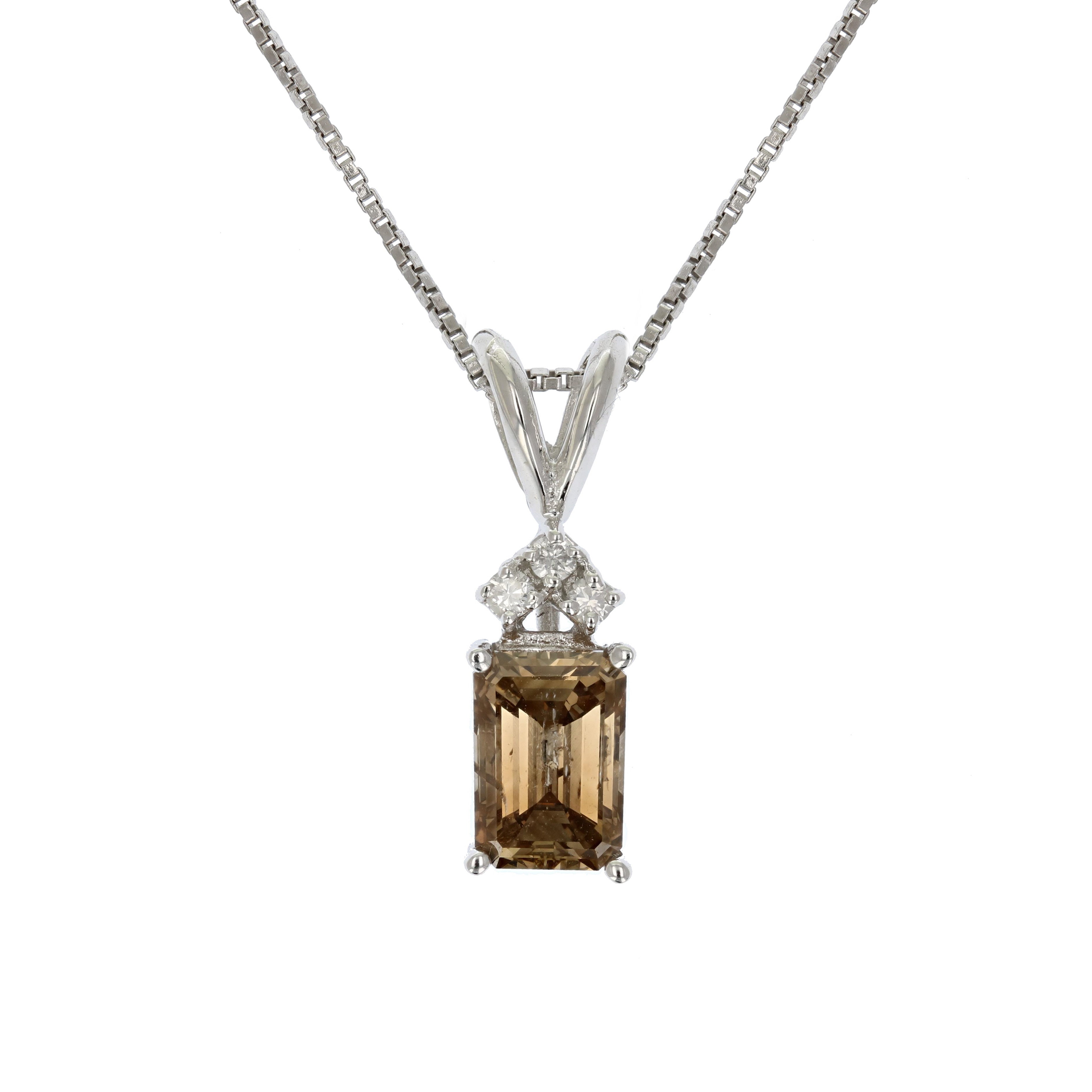 Champagne Emerald Diamond Pendant Necklace