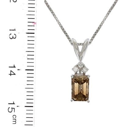 Champagne Emerald Diamond Pendant Necklace