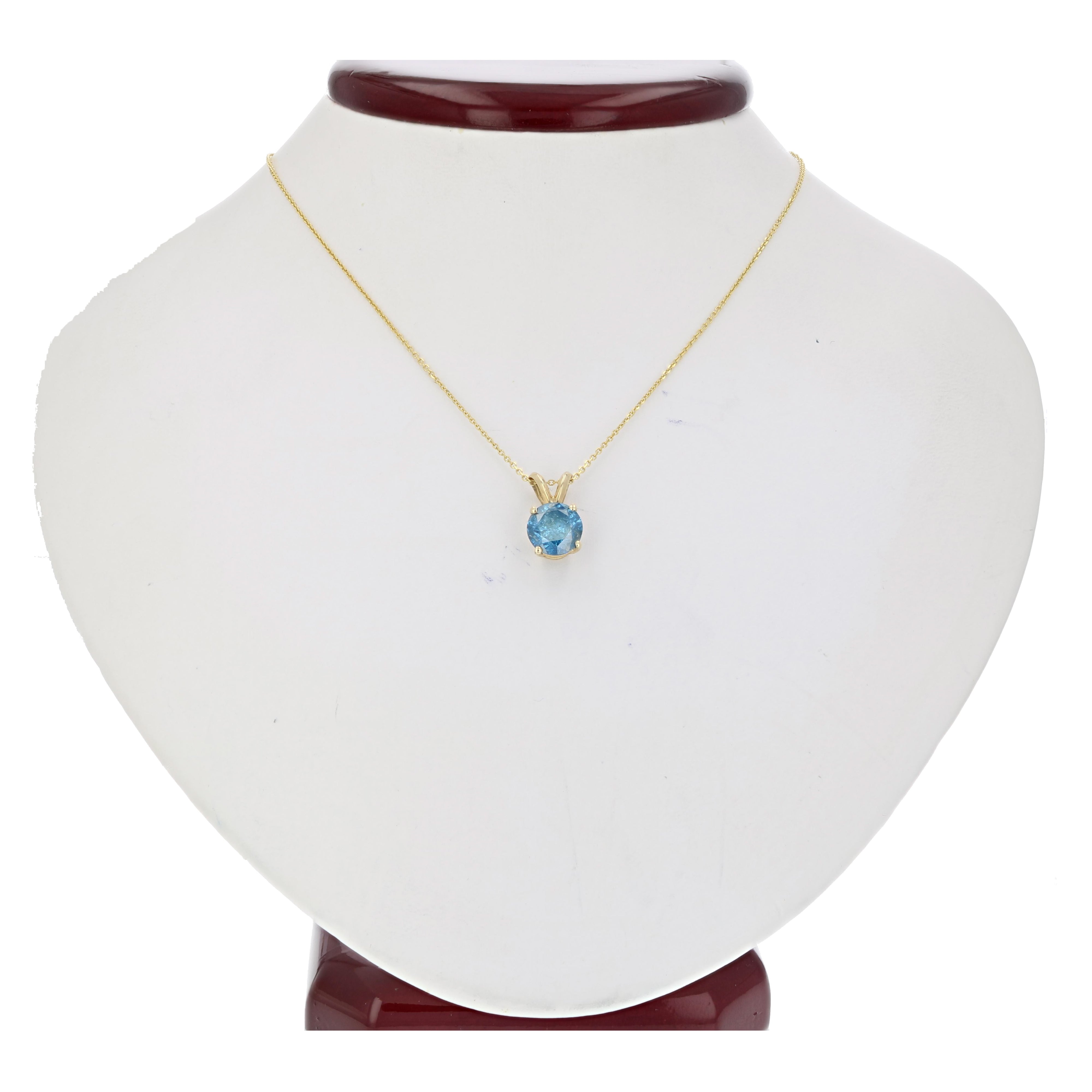 Blue Diamond Solitaire Pendant Necklace