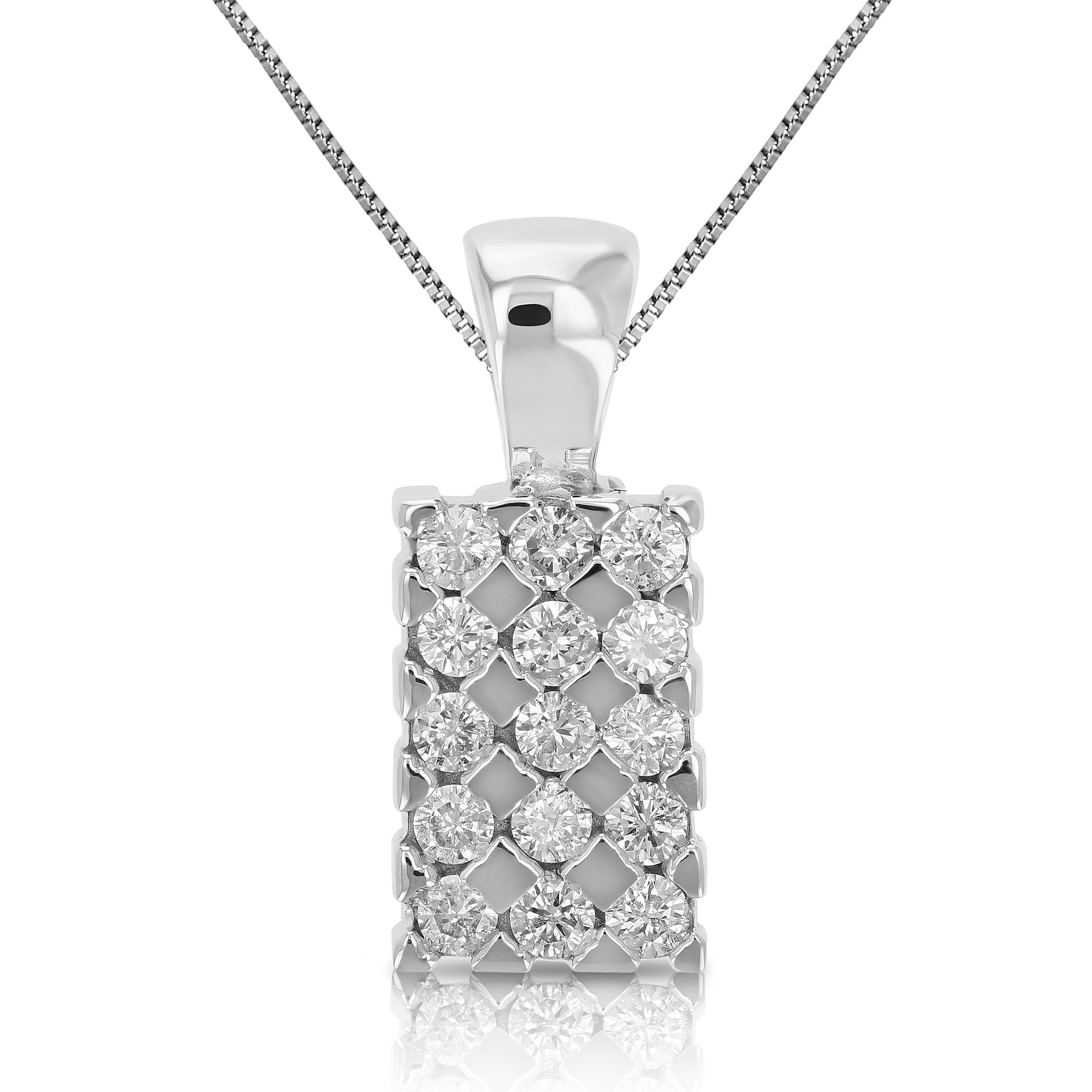 Cluster Emerald Diamond Pendant Necklace