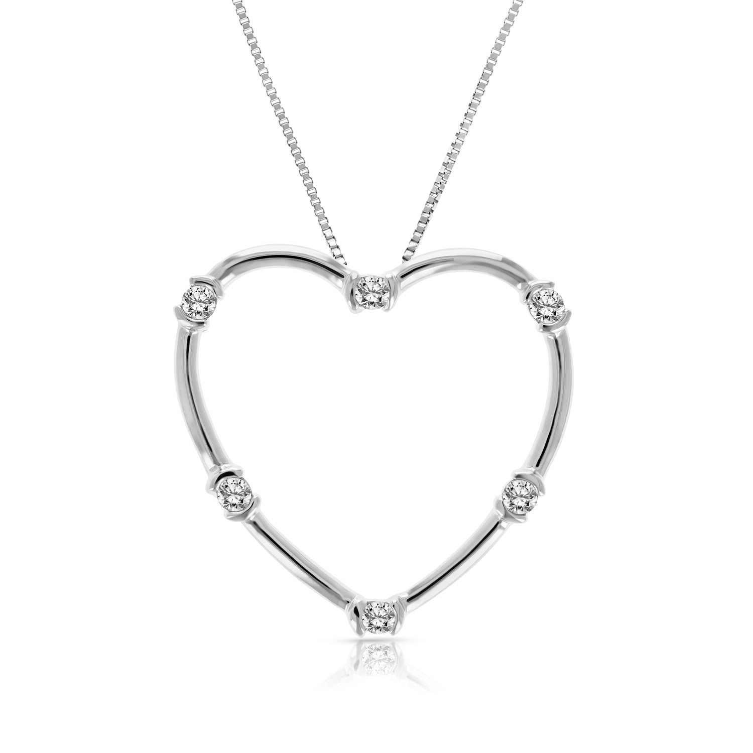 Heart Diamond Station Pendant Necklace