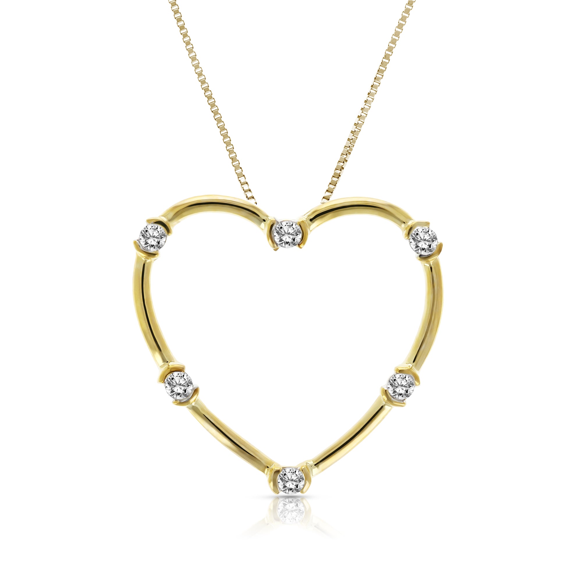 Heart Diamond Station Pendant Necklace