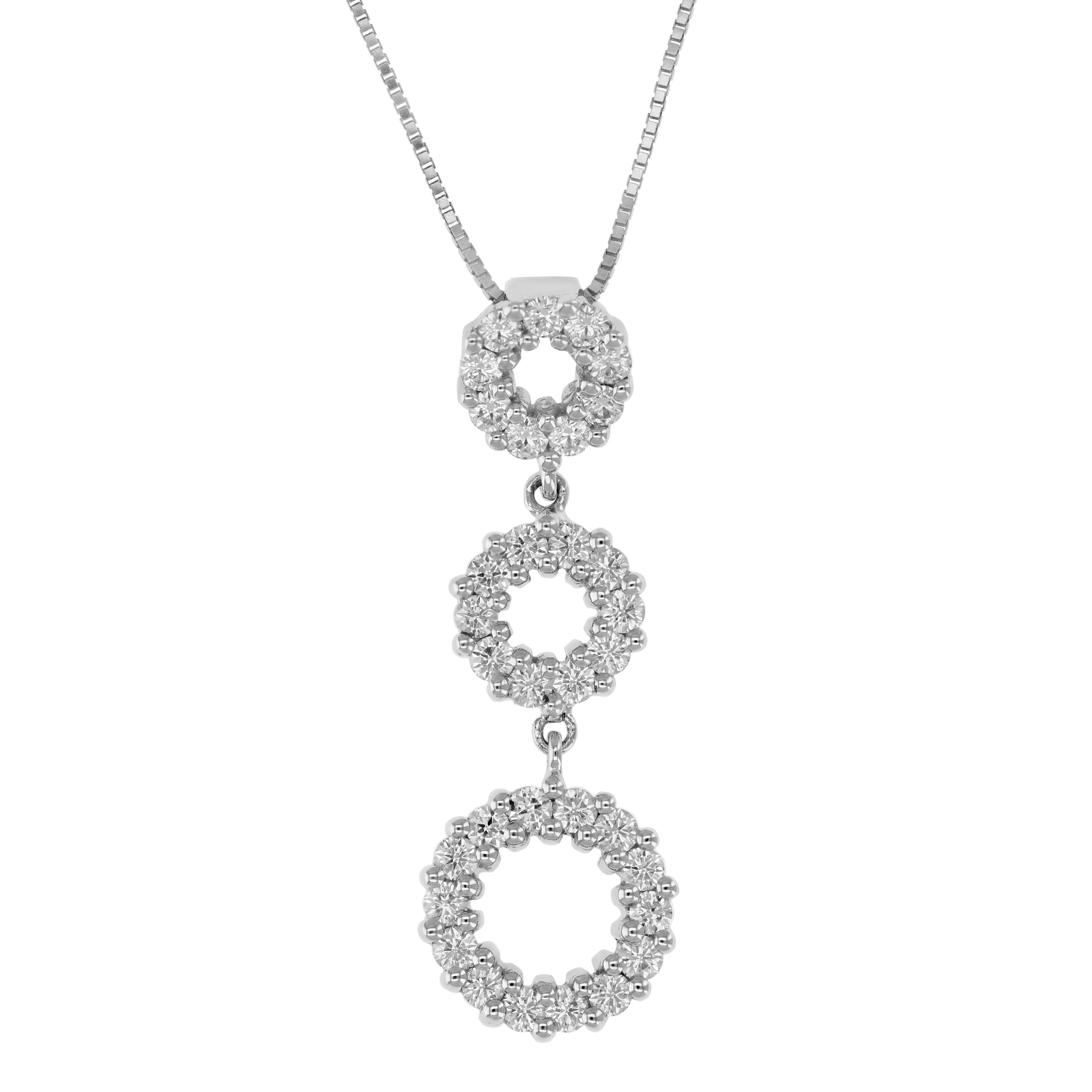 Three Circle Diamond Pendant Necklace