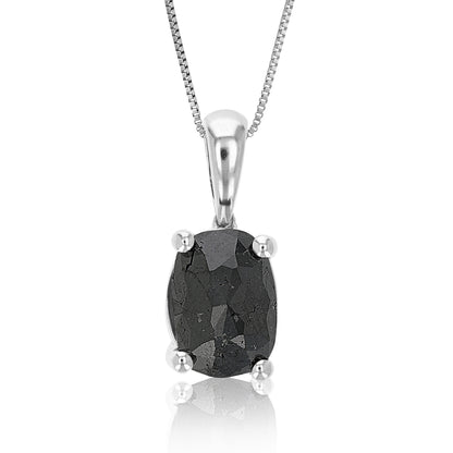 Black Oval Solitaire Diamond Pendant Necklace