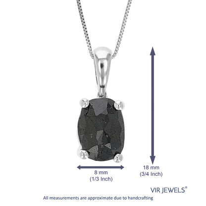 Black Oval Solitaire Diamond Pendant Necklace