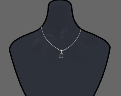 Black Oval Solitaire Diamond Pendant Necklace