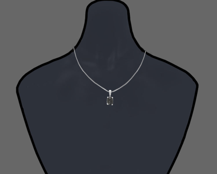 Black Oval Solitaire Diamond Pendant Necklace