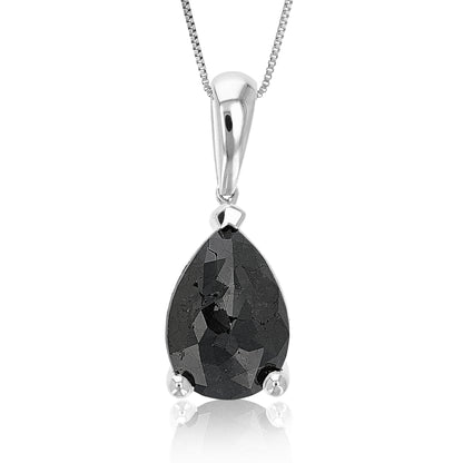 Black Pear Solitaire Diamond Pendant Necklace