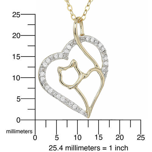 Heart Cat Diamond Pendant Necklace