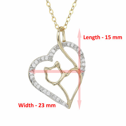 Heart Cat Diamond Pendant Necklace