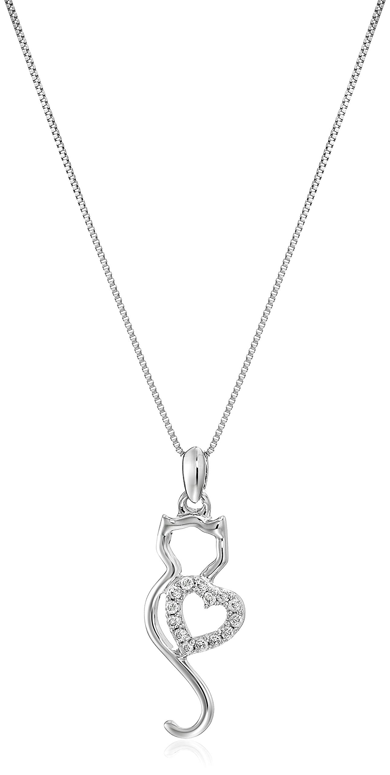 Cat Heart Diamond Pendant Necklace