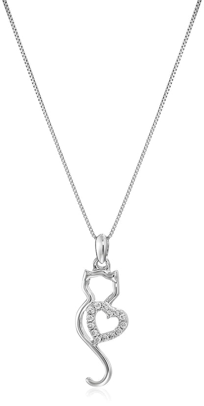 Cat Heart Diamond Pendant Necklace