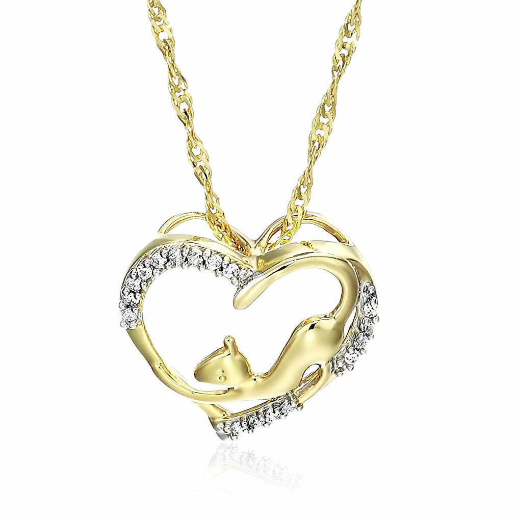 Rabbit Heart Diamond Pendant Necklace