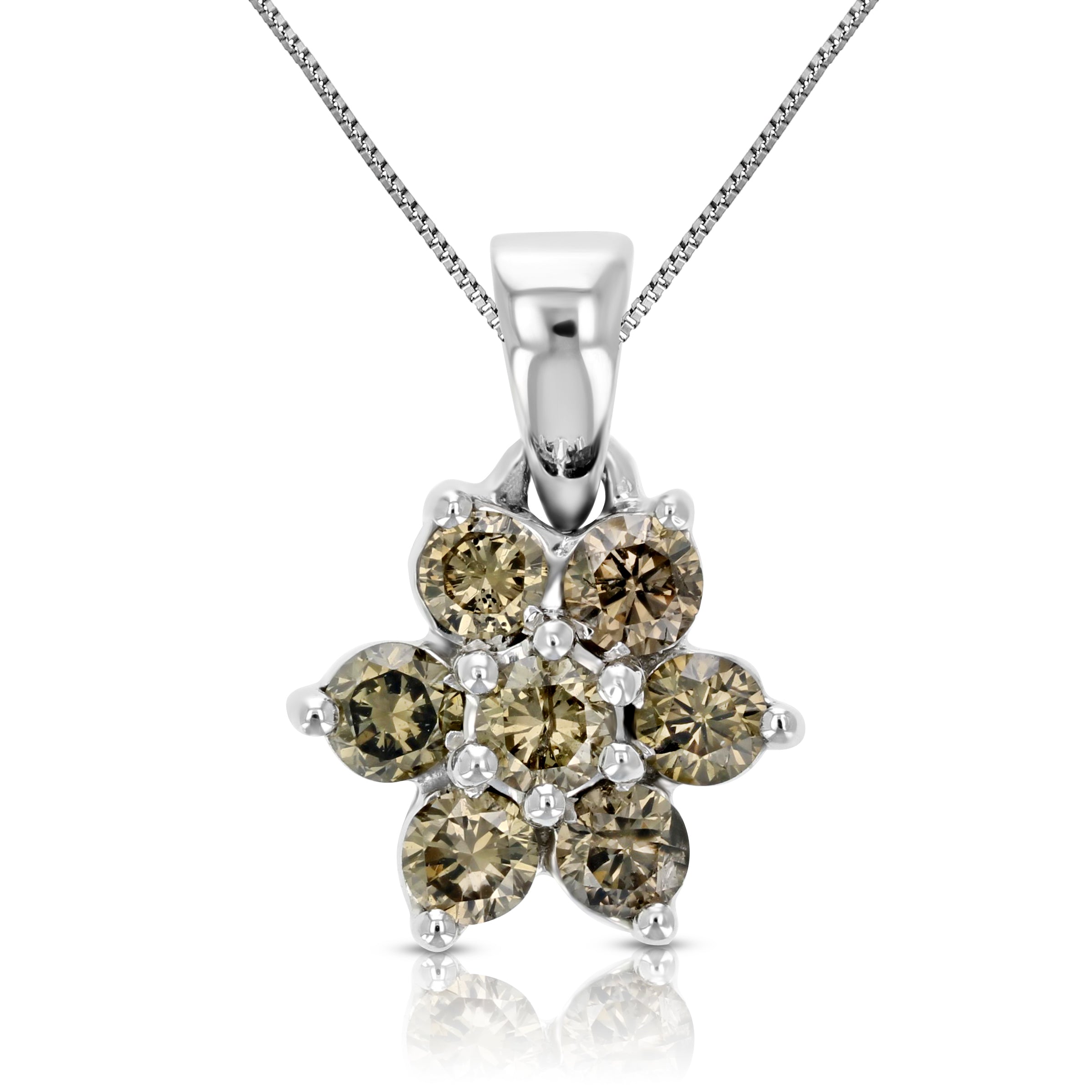 Champagne Flower Diamond Pendant Necklace